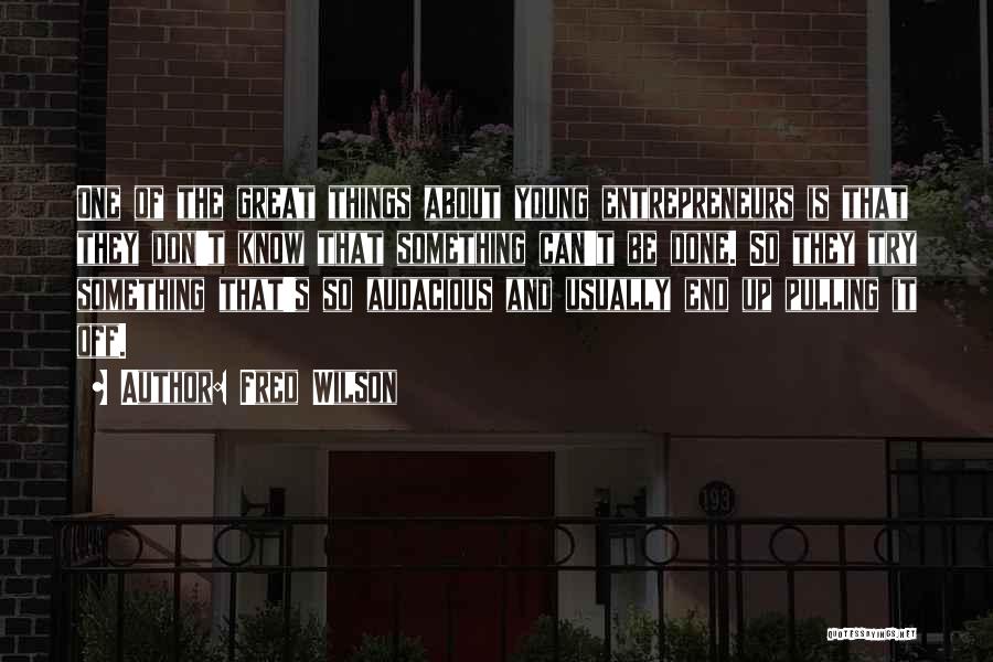 Fred Wilson Quotes: One Of The Great Things About Young Entrepreneurs Is That They Don't Know That Something Can't Be Done. So They