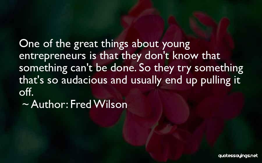 Fred Wilson Quotes: One Of The Great Things About Young Entrepreneurs Is That They Don't Know That Something Can't Be Done. So They