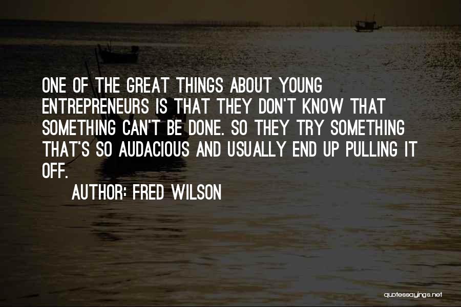 Fred Wilson Quotes: One Of The Great Things About Young Entrepreneurs Is That They Don't Know That Something Can't Be Done. So They