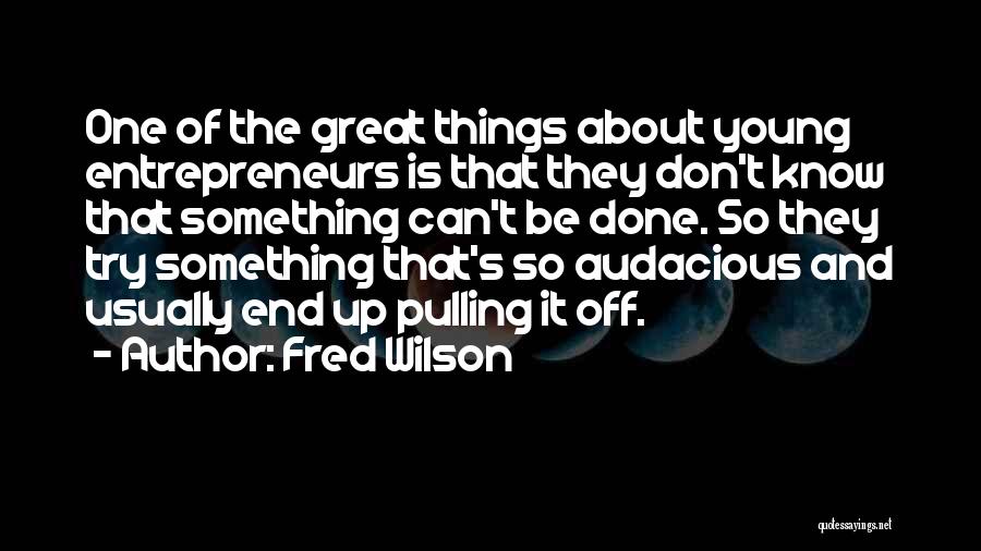 Fred Wilson Quotes: One Of The Great Things About Young Entrepreneurs Is That They Don't Know That Something Can't Be Done. So They