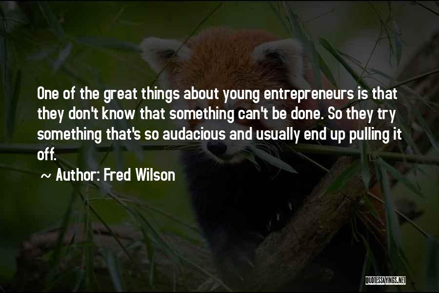 Fred Wilson Quotes: One Of The Great Things About Young Entrepreneurs Is That They Don't Know That Something Can't Be Done. So They