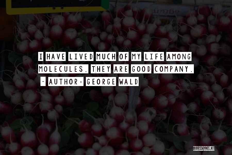 George Wald Quotes: I Have Lived Much Of My Life Among Molecules. They Are Good Company.