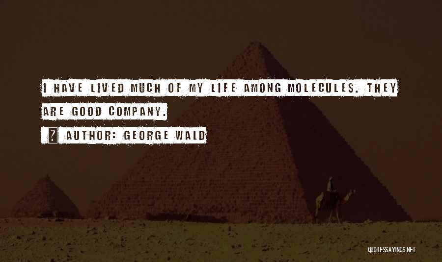 George Wald Quotes: I Have Lived Much Of My Life Among Molecules. They Are Good Company.