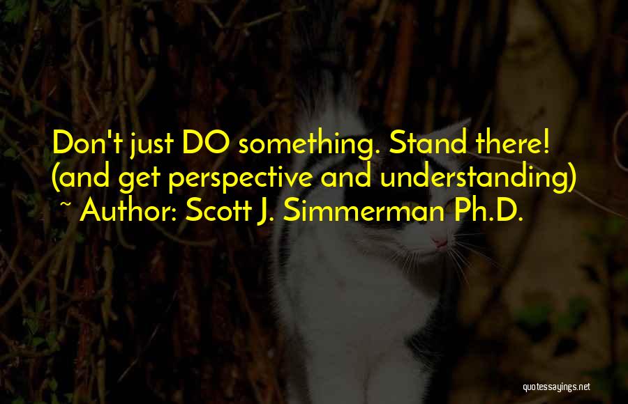 Scott J. Simmerman Ph.D. Quotes: Don't Just Do Something. Stand There! (and Get Perspective And Understanding)