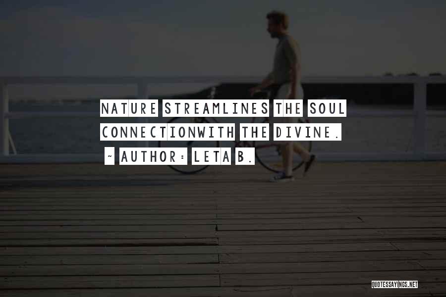 Leta B. Quotes: Nature Streamlines The Soul Connectionwith The Divine.