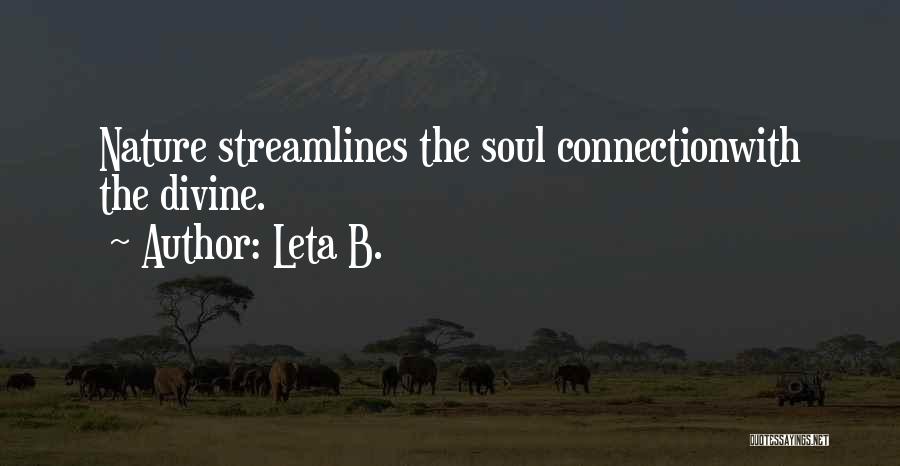 Leta B. Quotes: Nature Streamlines The Soul Connectionwith The Divine.