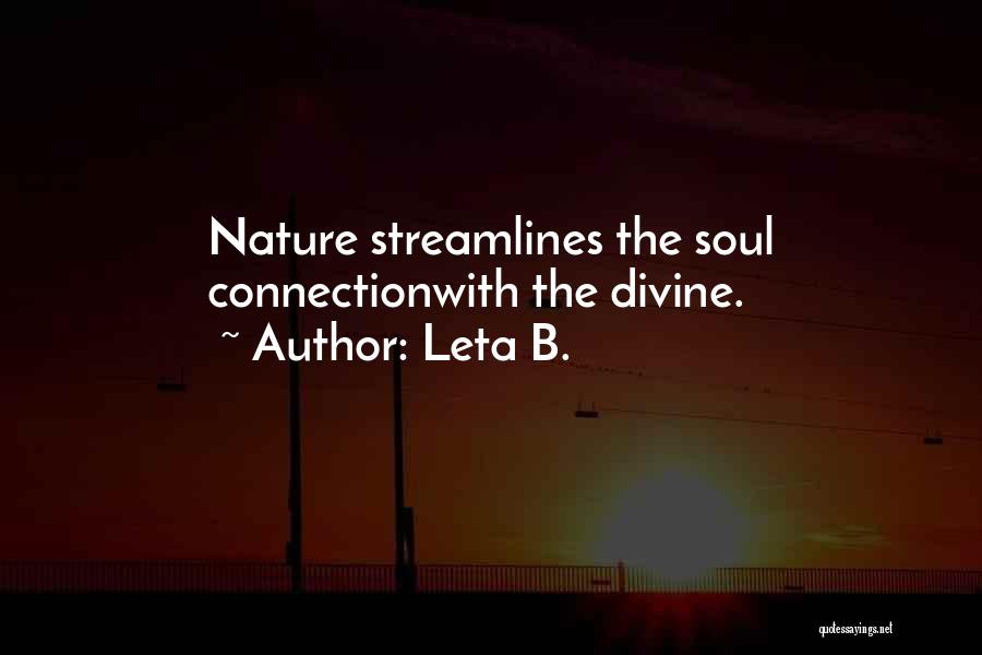 Leta B. Quotes: Nature Streamlines The Soul Connectionwith The Divine.