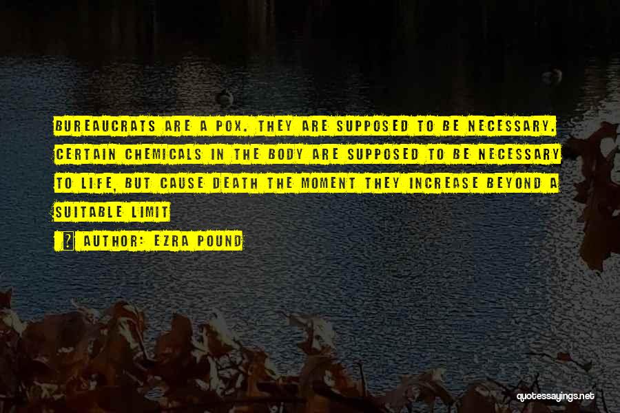 Ezra Pound Quotes: Bureaucrats Are A Pox. They Are Supposed To Be Necessary. Certain Chemicals In The Body Are Supposed To Be Necessary