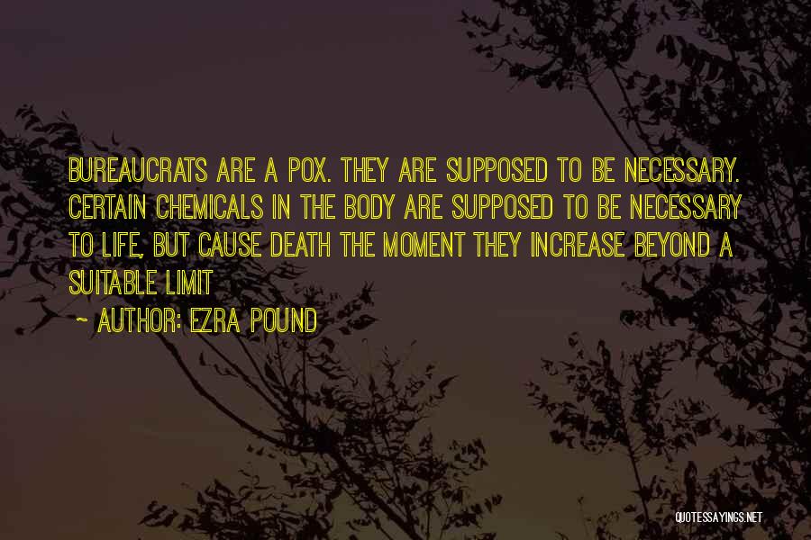 Ezra Pound Quotes: Bureaucrats Are A Pox. They Are Supposed To Be Necessary. Certain Chemicals In The Body Are Supposed To Be Necessary