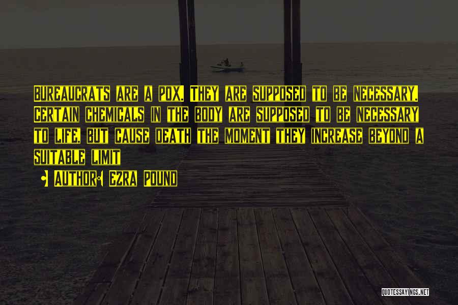 Ezra Pound Quotes: Bureaucrats Are A Pox. They Are Supposed To Be Necessary. Certain Chemicals In The Body Are Supposed To Be Necessary