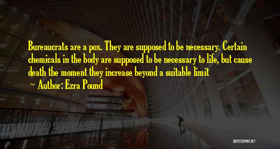 Ezra Pound Quotes: Bureaucrats Are A Pox. They Are Supposed To Be Necessary. Certain Chemicals In The Body Are Supposed To Be Necessary