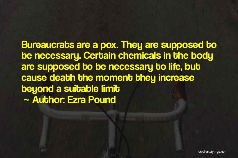 Ezra Pound Quotes: Bureaucrats Are A Pox. They Are Supposed To Be Necessary. Certain Chemicals In The Body Are Supposed To Be Necessary