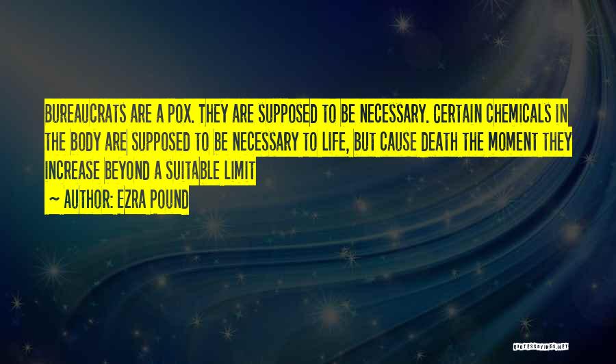 Ezra Pound Quotes: Bureaucrats Are A Pox. They Are Supposed To Be Necessary. Certain Chemicals In The Body Are Supposed To Be Necessary