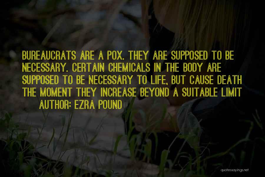 Ezra Pound Quotes: Bureaucrats Are A Pox. They Are Supposed To Be Necessary. Certain Chemicals In The Body Are Supposed To Be Necessary