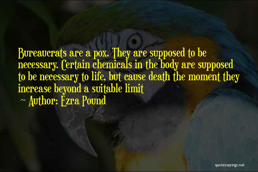 Ezra Pound Quotes: Bureaucrats Are A Pox. They Are Supposed To Be Necessary. Certain Chemicals In The Body Are Supposed To Be Necessary