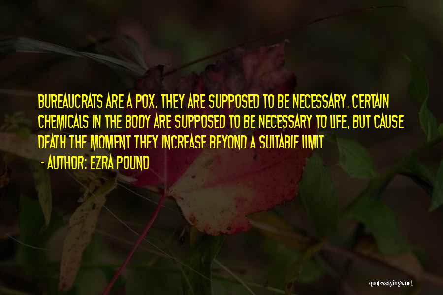 Ezra Pound Quotes: Bureaucrats Are A Pox. They Are Supposed To Be Necessary. Certain Chemicals In The Body Are Supposed To Be Necessary