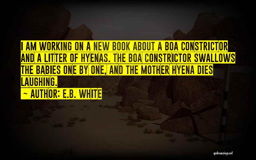 E.B. White Quotes: I Am Working On A New Book About A Boa Constrictor And A Litter Of Hyenas. The Boa Constrictor Swallows