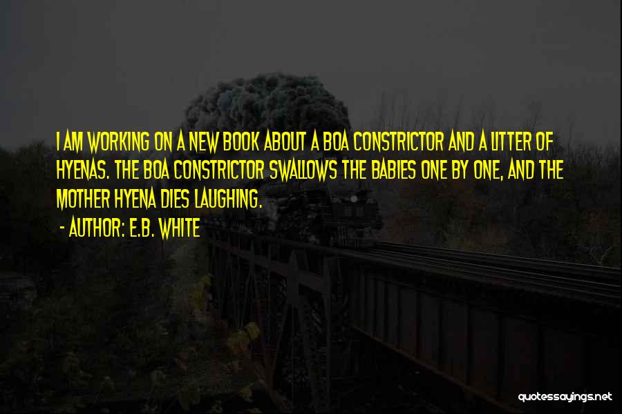 E.B. White Quotes: I Am Working On A New Book About A Boa Constrictor And A Litter Of Hyenas. The Boa Constrictor Swallows