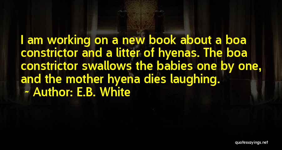 E.B. White Quotes: I Am Working On A New Book About A Boa Constrictor And A Litter Of Hyenas. The Boa Constrictor Swallows