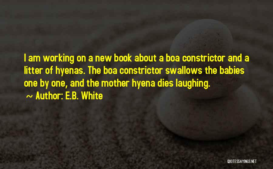 E.B. White Quotes: I Am Working On A New Book About A Boa Constrictor And A Litter Of Hyenas. The Boa Constrictor Swallows