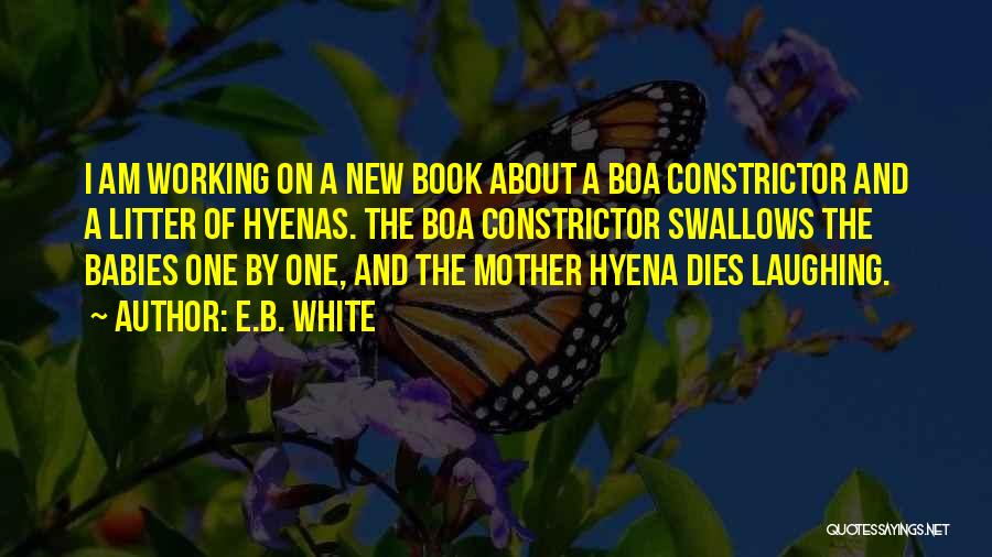 E.B. White Quotes: I Am Working On A New Book About A Boa Constrictor And A Litter Of Hyenas. The Boa Constrictor Swallows