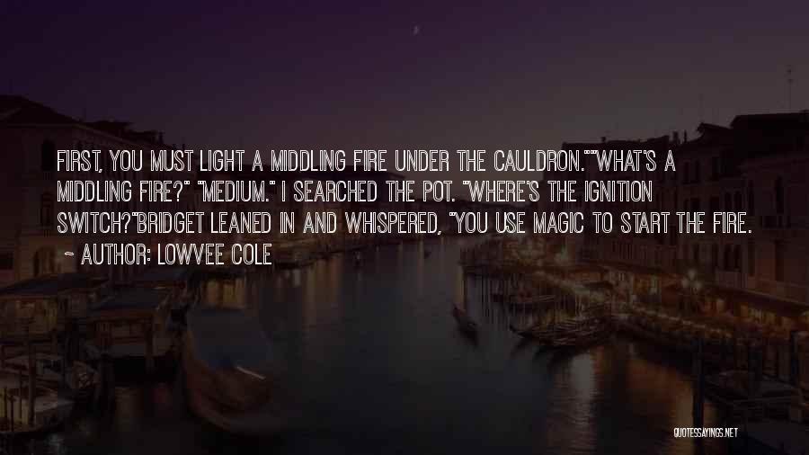 Lowvee Cole Quotes: First, You Must Light A Middling Fire Under The Cauldron.what's A Middling Fire? Medium. I Searched The Pot. Where's The