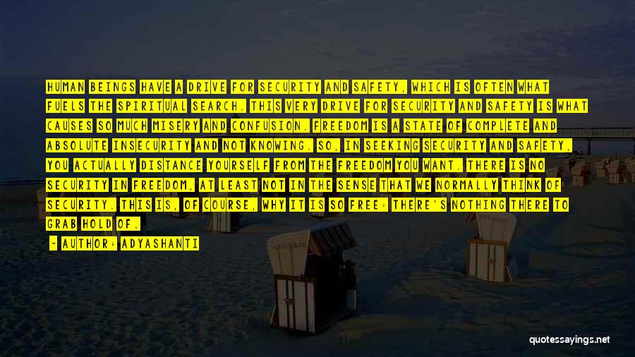 Adyashanti Quotes: Human Beings Have A Drive For Security And Safety, Which Is Often What Fuels The Spiritual Search. This Very Drive