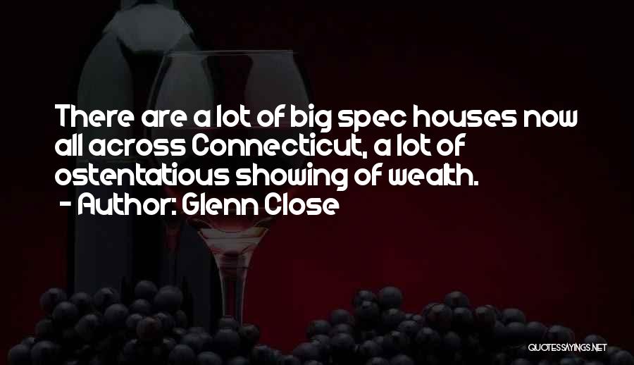 Glenn Close Quotes: There Are A Lot Of Big Spec Houses Now All Across Connecticut, A Lot Of Ostentatious Showing Of Wealth.