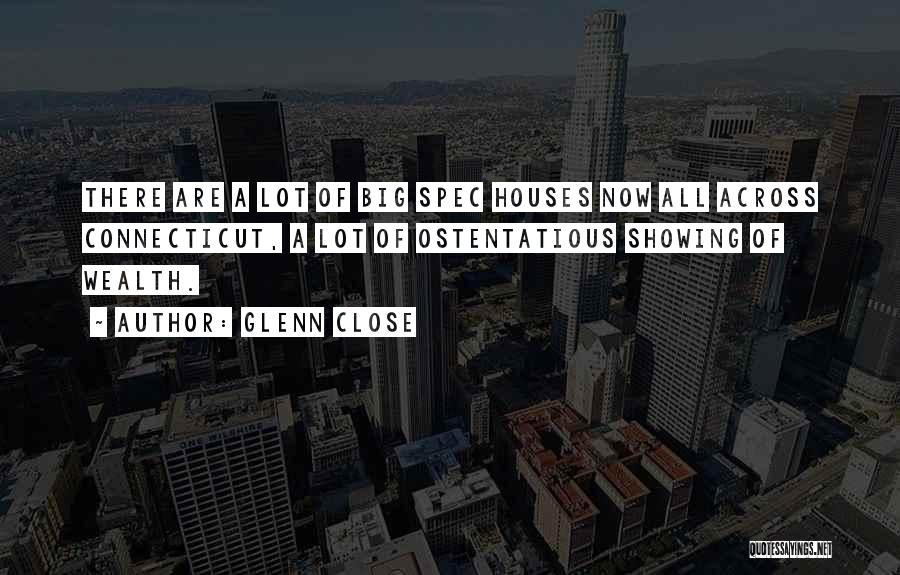 Glenn Close Quotes: There Are A Lot Of Big Spec Houses Now All Across Connecticut, A Lot Of Ostentatious Showing Of Wealth.