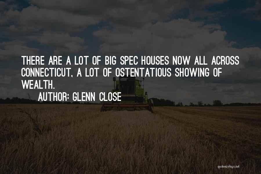 Glenn Close Quotes: There Are A Lot Of Big Spec Houses Now All Across Connecticut, A Lot Of Ostentatious Showing Of Wealth.