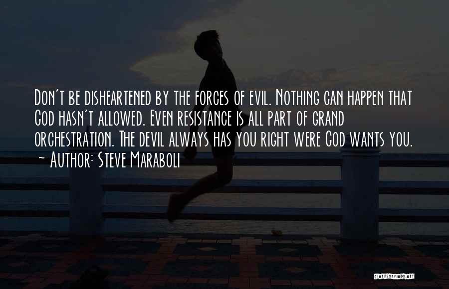 Steve Maraboli Quotes: Don't Be Disheartened By The Forces Of Evil. Nothing Can Happen That God Hasn't Allowed. Even Resistance Is All Part