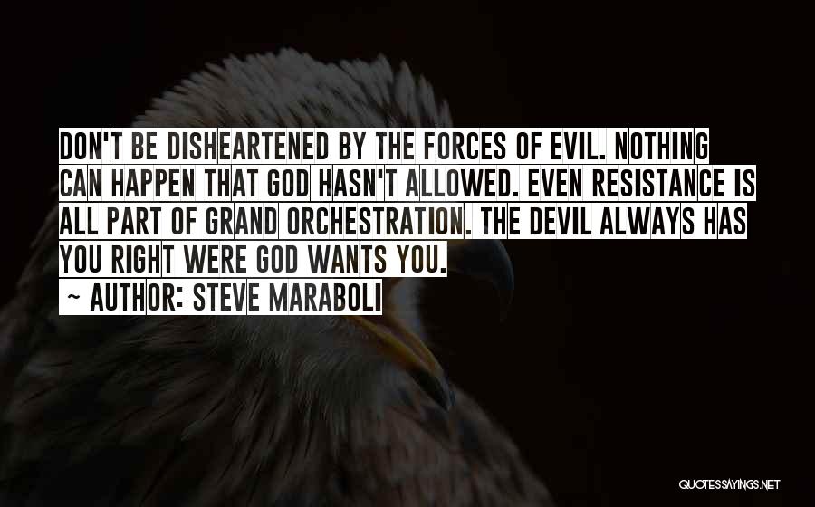 Steve Maraboli Quotes: Don't Be Disheartened By The Forces Of Evil. Nothing Can Happen That God Hasn't Allowed. Even Resistance Is All Part