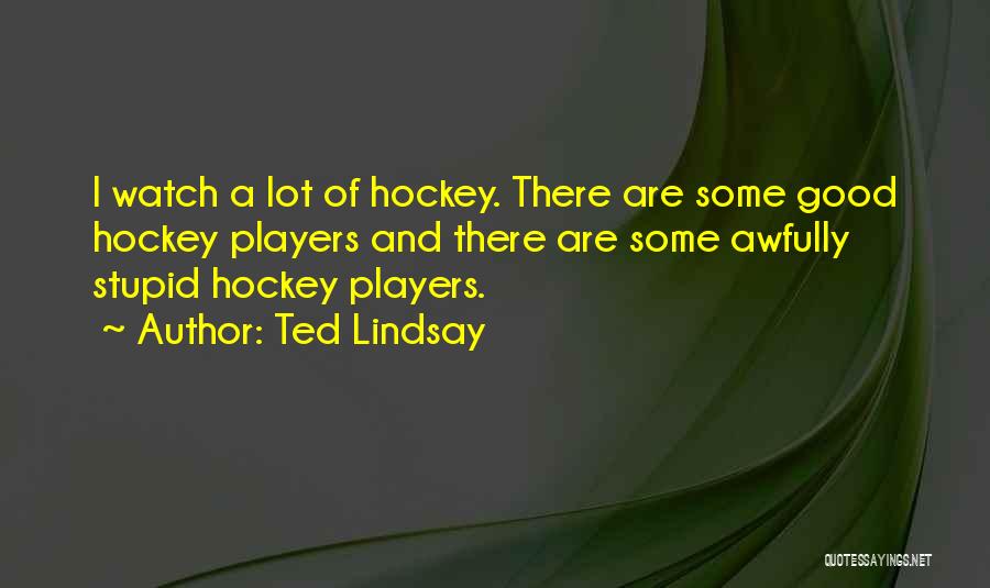 Ted Lindsay Quotes: I Watch A Lot Of Hockey. There Are Some Good Hockey Players And There Are Some Awfully Stupid Hockey Players.
