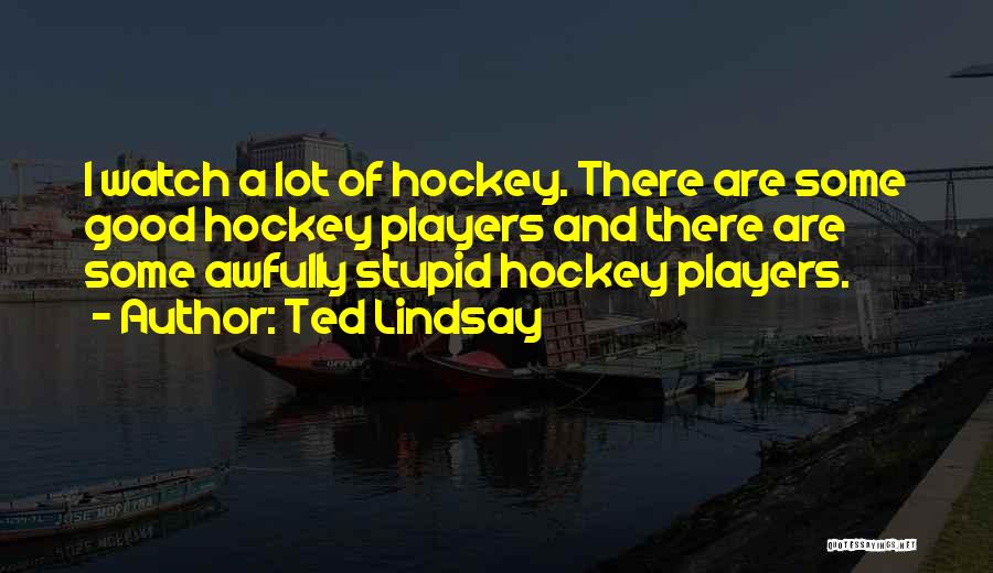 Ted Lindsay Quotes: I Watch A Lot Of Hockey. There Are Some Good Hockey Players And There Are Some Awfully Stupid Hockey Players.