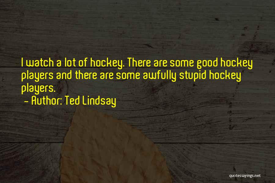 Ted Lindsay Quotes: I Watch A Lot Of Hockey. There Are Some Good Hockey Players And There Are Some Awfully Stupid Hockey Players.