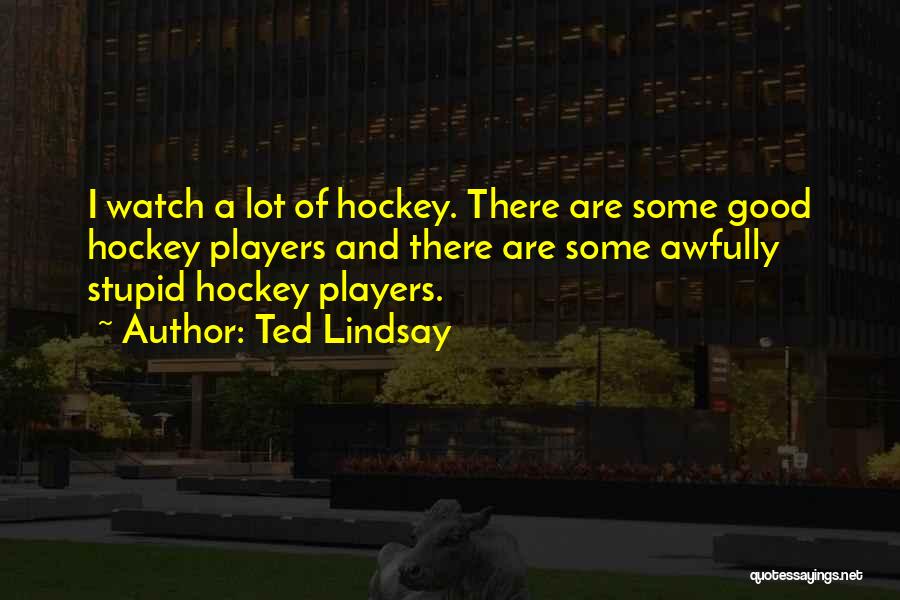 Ted Lindsay Quotes: I Watch A Lot Of Hockey. There Are Some Good Hockey Players And There Are Some Awfully Stupid Hockey Players.