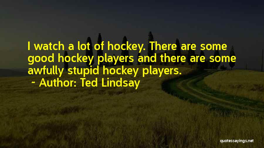 Ted Lindsay Quotes: I Watch A Lot Of Hockey. There Are Some Good Hockey Players And There Are Some Awfully Stupid Hockey Players.