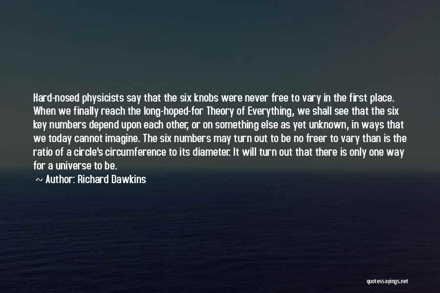 Richard Dawkins Quotes: Hard-nosed Physicists Say That The Six Knobs Were Never Free To Vary In The First Place. When We Finally Reach