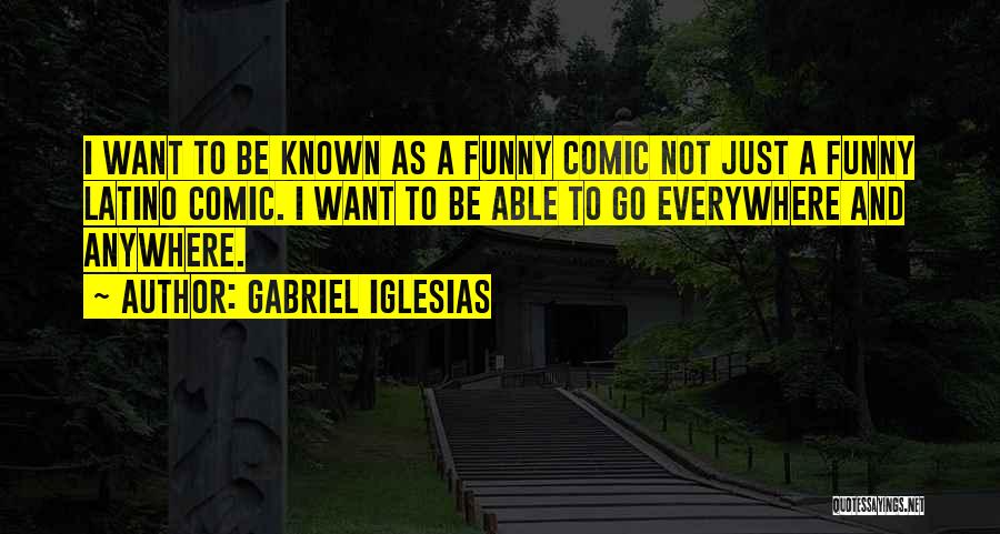 Gabriel Iglesias Quotes: I Want To Be Known As A Funny Comic Not Just A Funny Latino Comic. I Want To Be Able