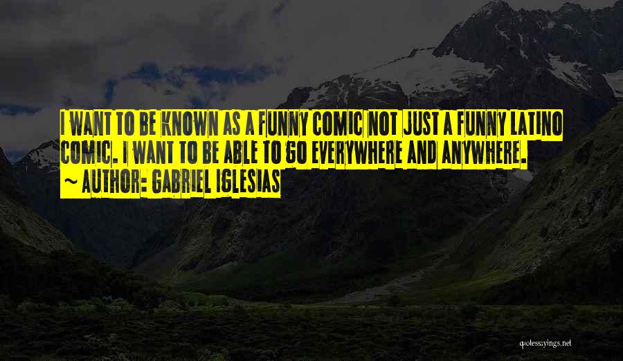 Gabriel Iglesias Quotes: I Want To Be Known As A Funny Comic Not Just A Funny Latino Comic. I Want To Be Able