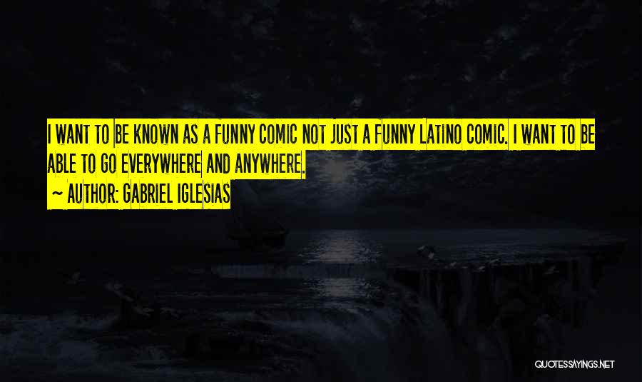 Gabriel Iglesias Quotes: I Want To Be Known As A Funny Comic Not Just A Funny Latino Comic. I Want To Be Able