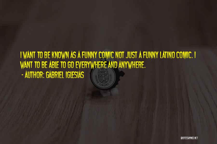 Gabriel Iglesias Quotes: I Want To Be Known As A Funny Comic Not Just A Funny Latino Comic. I Want To Be Able