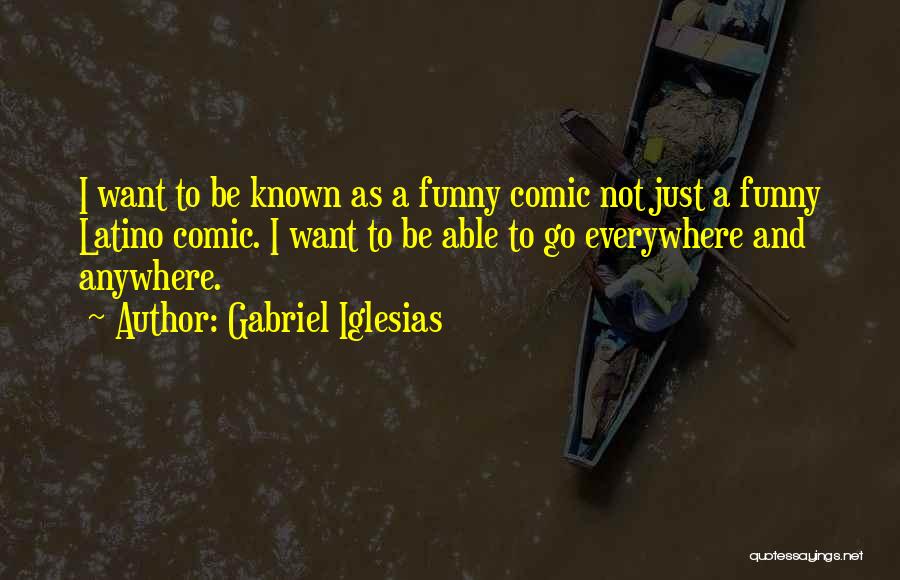 Gabriel Iglesias Quotes: I Want To Be Known As A Funny Comic Not Just A Funny Latino Comic. I Want To Be Able