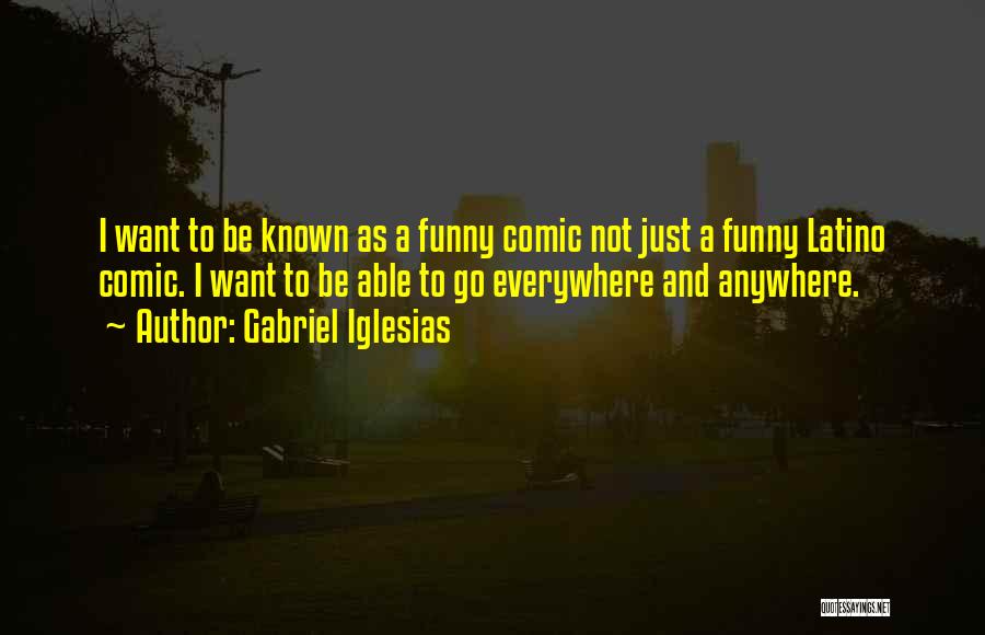 Gabriel Iglesias Quotes: I Want To Be Known As A Funny Comic Not Just A Funny Latino Comic. I Want To Be Able