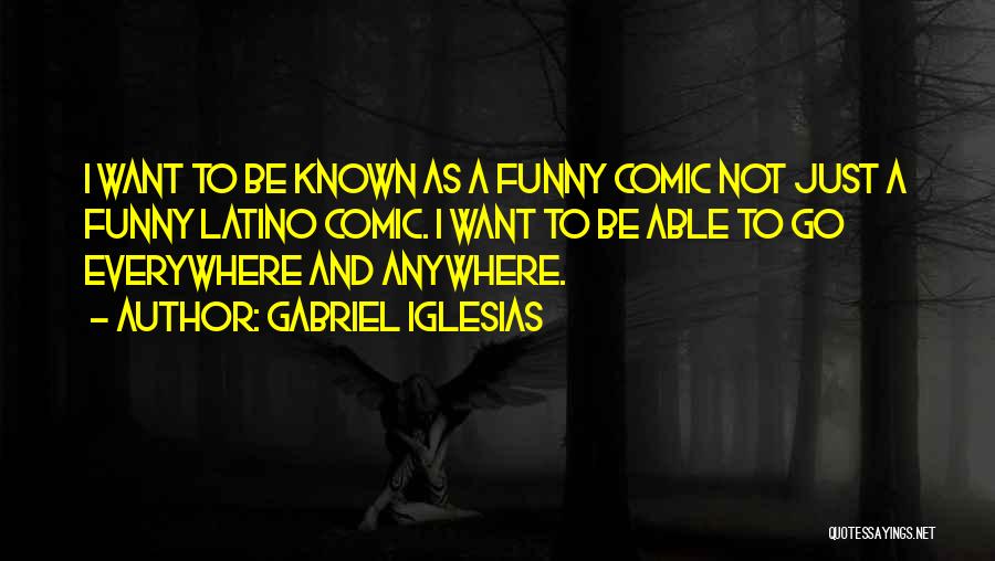 Gabriel Iglesias Quotes: I Want To Be Known As A Funny Comic Not Just A Funny Latino Comic. I Want To Be Able