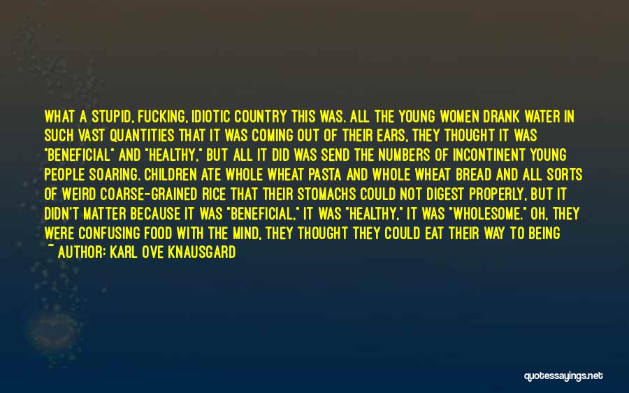 Karl Ove Knausgard Quotes: What A Stupid, Fucking, Idiotic Country This Was. All The Young Women Drank Water In Such Vast Quantities That It