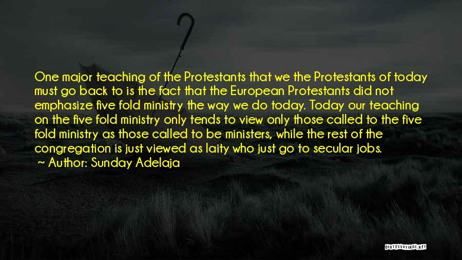 Sunday Adelaja Quotes: One Major Teaching Of The Protestants That We The Protestants Of Today Must Go Back To Is The Fact That