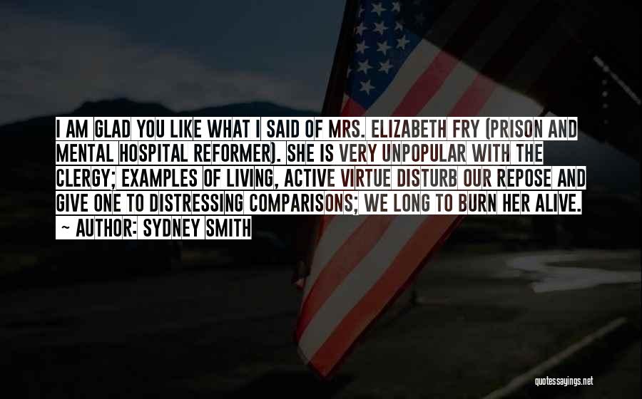 Sydney Smith Quotes: I Am Glad You Like What I Said Of Mrs. Elizabeth Fry (prison And Mental Hospital Reformer). She Is Very