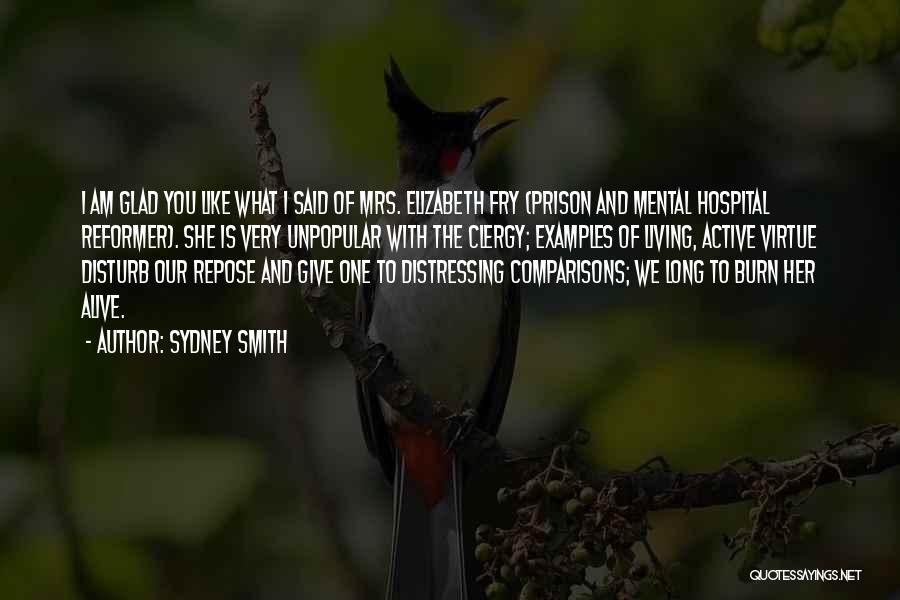 Sydney Smith Quotes: I Am Glad You Like What I Said Of Mrs. Elizabeth Fry (prison And Mental Hospital Reformer). She Is Very