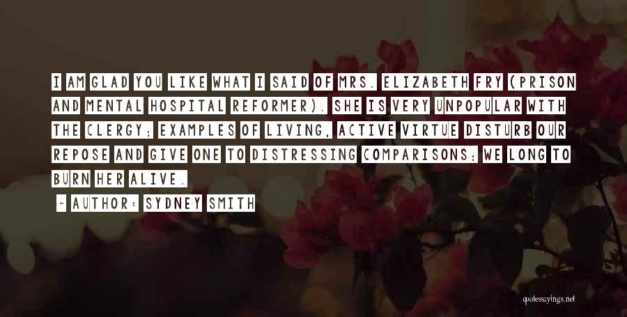 Sydney Smith Quotes: I Am Glad You Like What I Said Of Mrs. Elizabeth Fry (prison And Mental Hospital Reformer). She Is Very